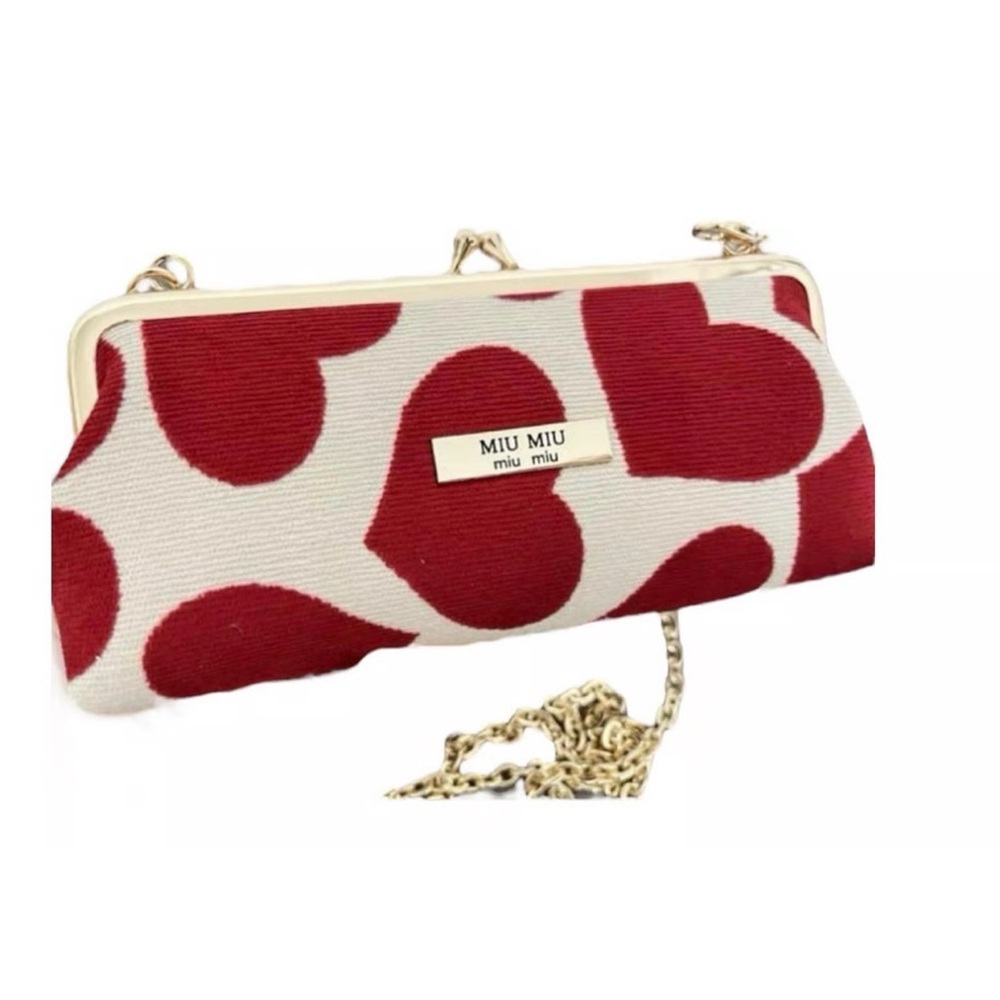 Miu Miu Red Heart Crossbody Bag with Gold Hardware. - Picture 3 of 6